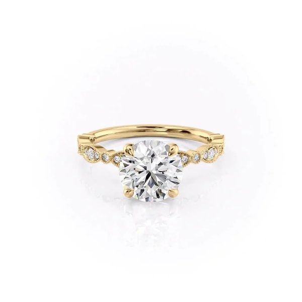 The Jasmine Set With A 3 Carat Round Moissanite For Sale