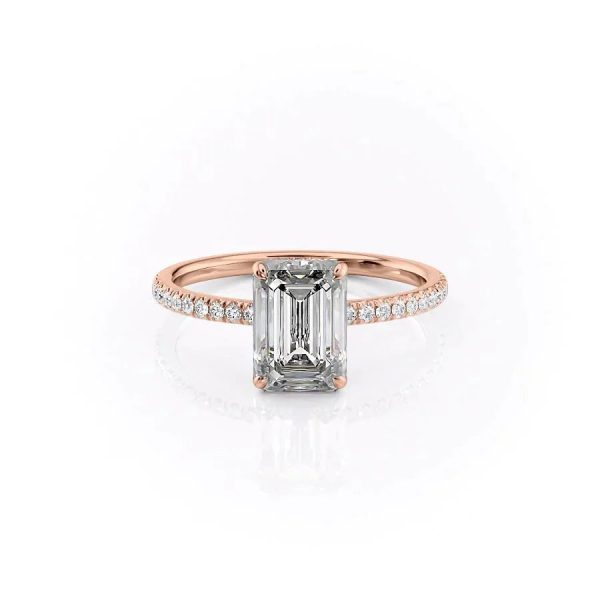 The Aline Set With A 3 Carat Emerald Moissanite on Sale