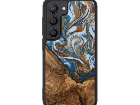 Galaxy S23 Wood Phone Case - Verlon (Teal & Gold, 745319) on Sale