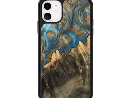 iPhone 11 Wood Phone Case - Deetta (Teal & Gold, 745192) Online