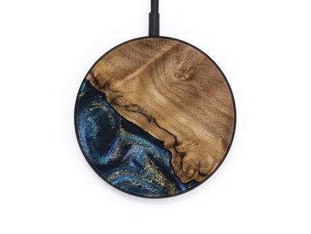 Circle Wood Wireless Charger - Caty (Teal & Gold, 745125) Hot on Sale