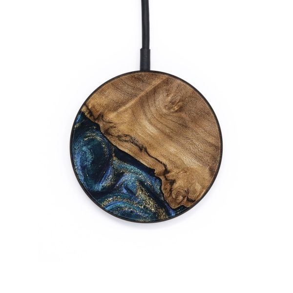 Circle Wood Wireless Charger - Caty (Teal & Gold, 745125) Hot on Sale