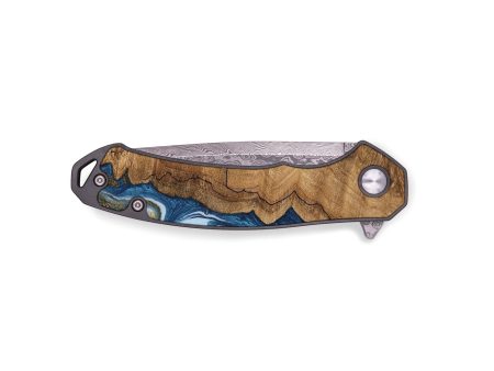 EDC Wood Pocket Knife - Latifah (Teal & Gold, 745438) Cheap