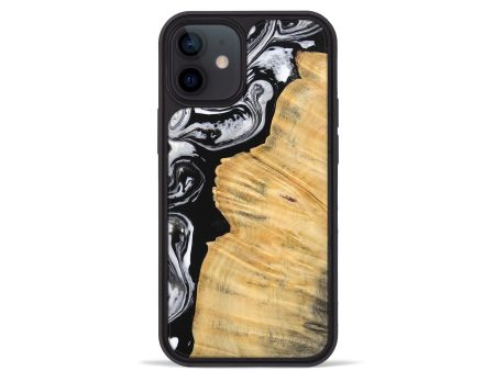 iPhone 12 mini Wood Phone Case - Beau (Black & White, 745002) For Cheap