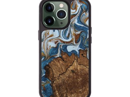 iPhone 13 Pro Wood Phone Case - Izayah (Teal & Gold, 745312) Hot on Sale