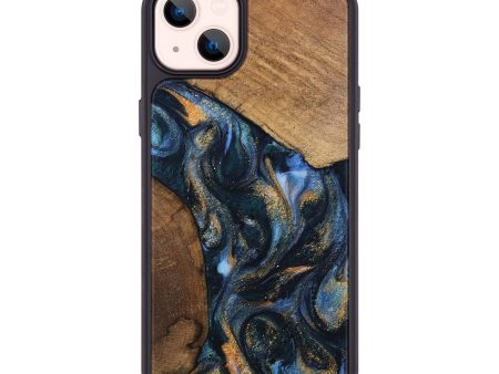 iPhone 14 Plus Wood Phone Case - DeeAnn (Teal & Gold, 745134) Online now