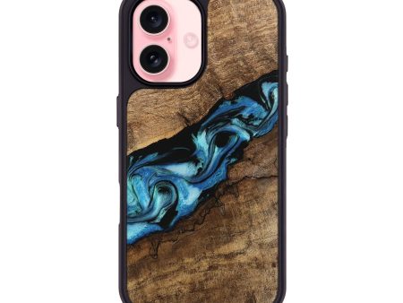 iPhone 16 Wood Phone Case - Blithe (Blue, 745324) For Cheap