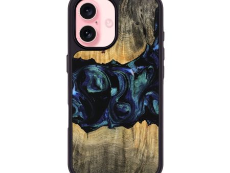 iPhone 16 Wood Phone Case - Caresa (Blue, 745156) For Cheap