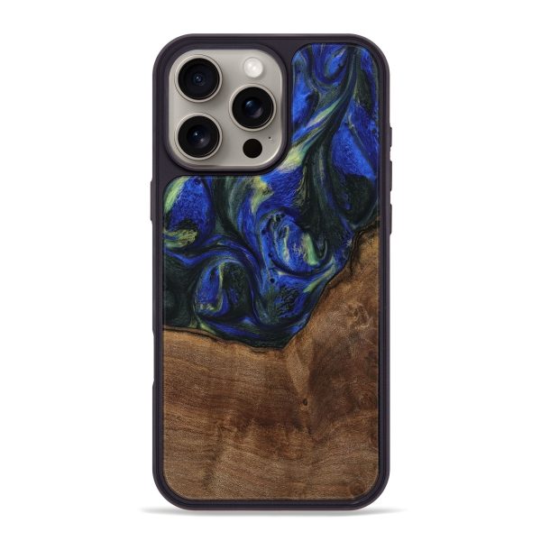 iPhone 16 Pro Max Wood Phone Case - Alvin (Blue, 745094) For Sale