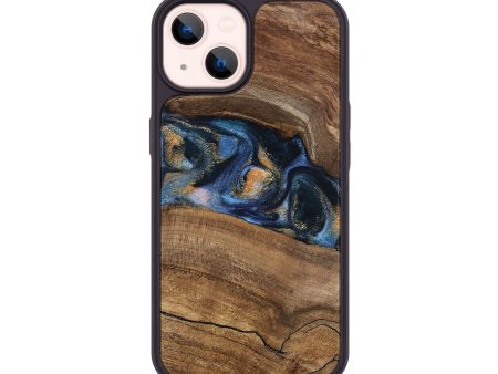 iPhone 14 Wood Phone Case - Gavra (Teal & Gold, 745158) Online