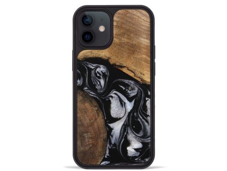 iPhone 12 mini Wood Phone Case - Jolette (Black & White, 745162) Supply