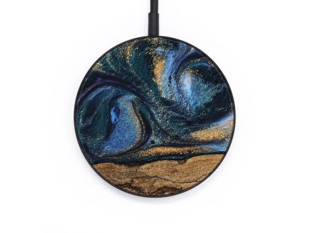 Circle Wood Wireless Charger - Terry (Teal & Gold, 745172) Online Hot Sale