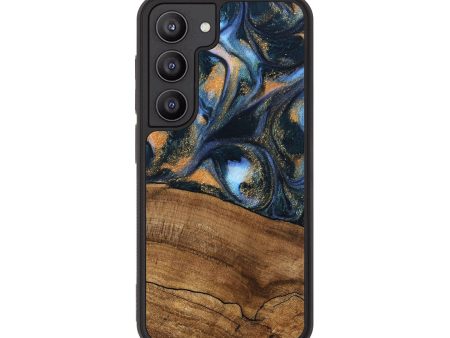 Galaxy S23 Wood Phone Case - Livia (Teal & Gold, 745220) Discount