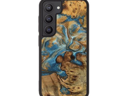 Galaxy S23 Wood Phone Case - Angil (Teal & Gold, 745193) Sale