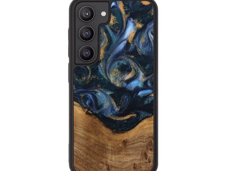 Galaxy S23 Wood Phone Case - Blinni (Teal & Gold, 745080) For Cheap