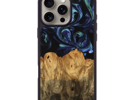 iPhone 16 Pro Max Wood Phone Case - Treyvon (Blue, 745176) Discount