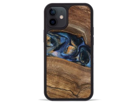 iPhone 12 mini Wood Phone Case - Gavra (Teal & Gold, 745158) Hot on Sale