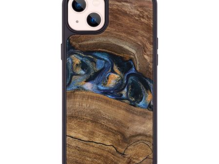 iPhone 14 Plus Wood Phone Case - Gavra (Teal & Gold, 745158) Online Hot Sale