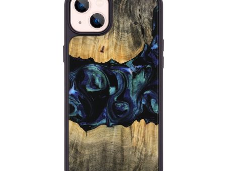 iPhone 14 Plus Wood Phone Case - Caresa (Blue, 745156) Cheap