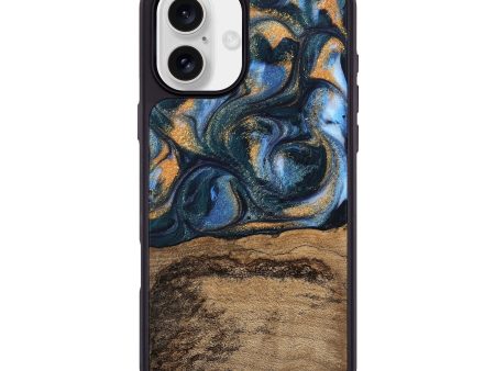 iPhone 16 Plus Wood Phone Case - Terry (Teal & Gold, 745172) Online Sale