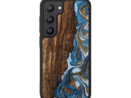 Galaxy S23 Wood Phone Case - Loney (Teal & Gold, 745439) Online now