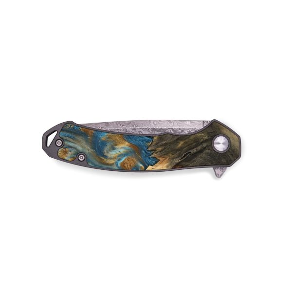 EDC Wood Pocket Knife - Deetta (Teal & Gold, 745192) Discount