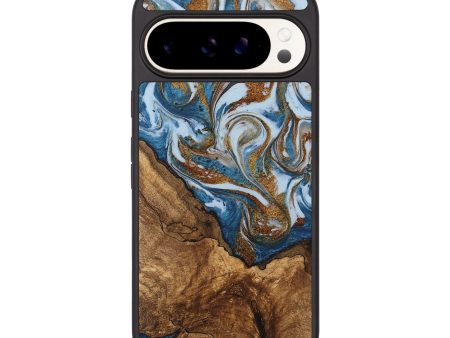 Pixel 9 Wood Phone Case - Verlon (Teal & Gold, 745319) Hot on Sale