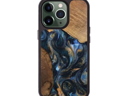 iPhone 13 Pro Wood Phone Case - DeeAnn (Teal & Gold, 745134) Hot on Sale