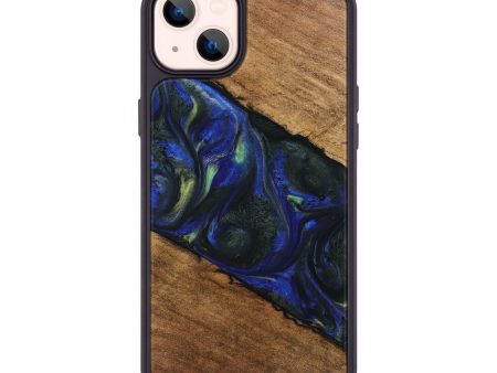 iPhone 14 Plus Wood Phone Case - Maymie (Blue, 745078) Fashion