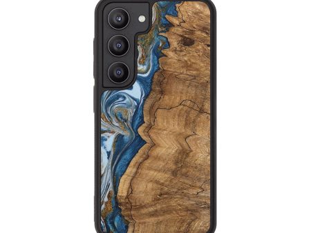 Galaxy S23 Wood Phone Case - Latifah (Teal & Gold, 745438) For Sale