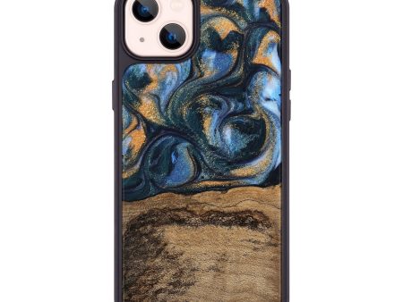 iPhone 14 Plus Wood Phone Case - Terry (Teal & Gold, 745172) Online Hot Sale