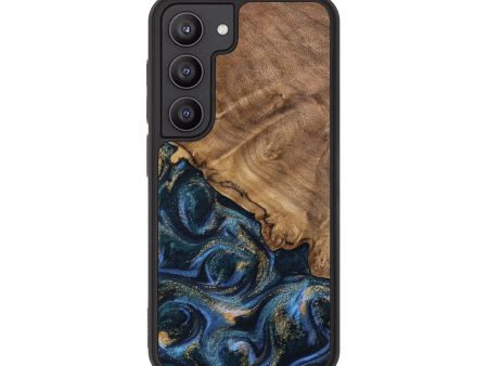 Galaxy S23 Wood Phone Case - Caty (Teal & Gold, 745125) on Sale