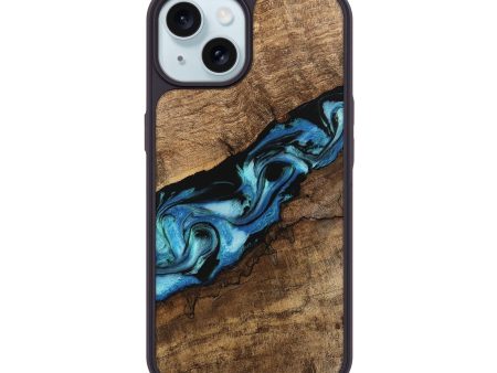 iPhone 15 Wood Phone Case - Blithe (Blue, 745324) Sale