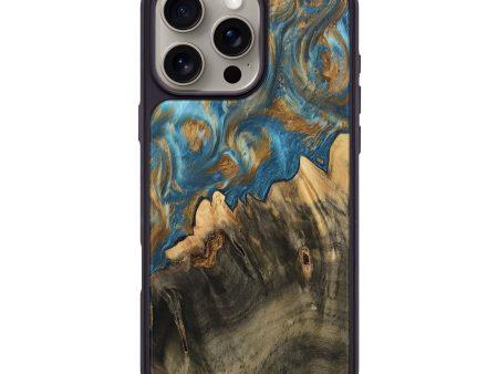 iPhone 16 Pro Max Wood Phone Case - Deetta (Teal & Gold, 745192) on Sale