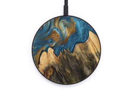 Circle Wood Wireless Charger - Deetta (Teal & Gold, 745192) Online Hot Sale