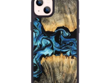 iPhone 14 Plus Wood Phone Case - Darina (Blue, 745323) Supply