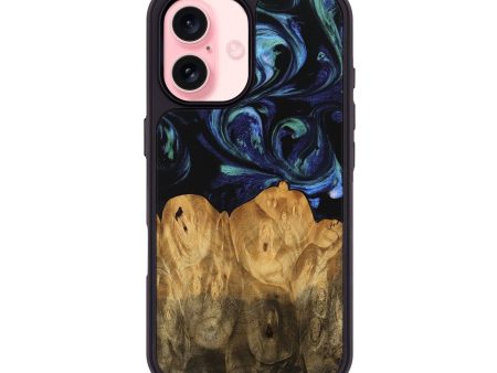 iPhone 16 Wood Phone Case - Treyvon (Blue, 745176) For Discount