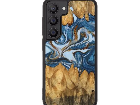 Galaxy S23 Wood Phone Case - Lanny (Teal & Gold, 745309) Online now