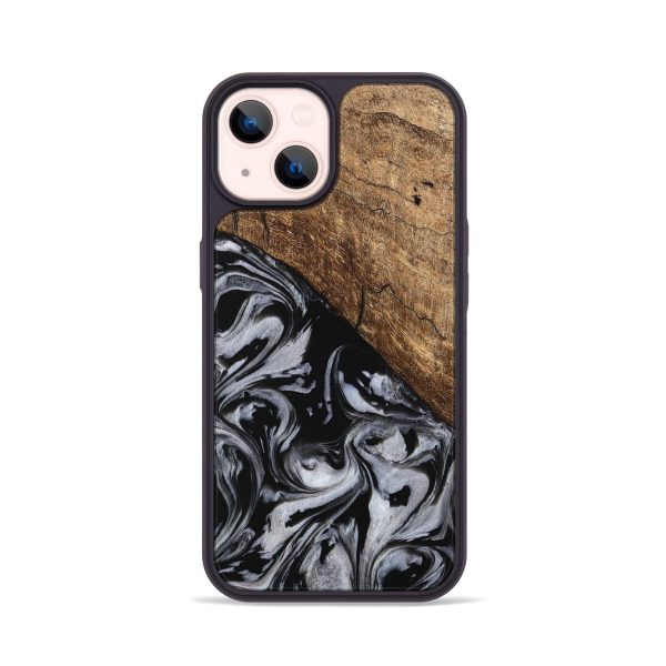 iPhone 14 Wood Phone Case - Aubree (Black & White, 745187) Fashion