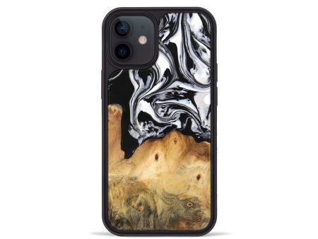 iPhone 12 mini Wood Phone Case - Dominic (Black & White, 745020) Supply