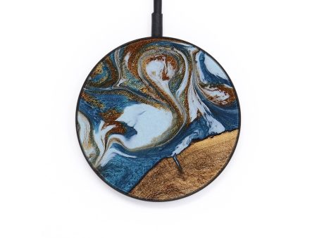 Circle Wood Wireless Charger - Indy (Teal & Gold, 745310) Online