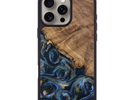 iPhone 16 Pro Max Wood Phone Case - Caty (Teal & Gold, 745125) Supply