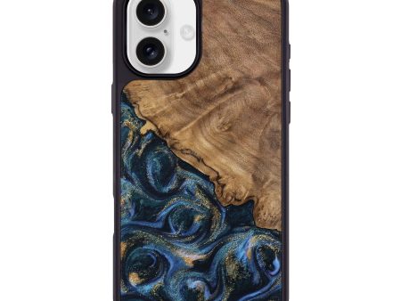 iPhone 16 Plus Wood Phone Case - Caty (Teal & Gold, 745125) Online now