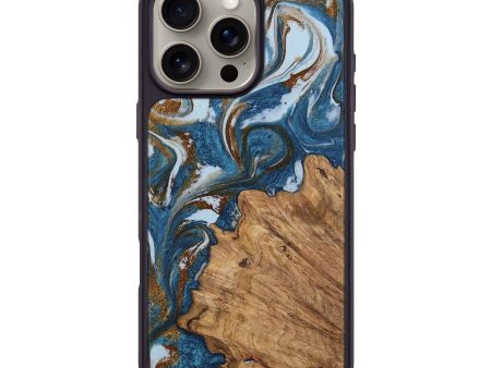 iPhone 16 Pro Max Wood Phone Case - Dodi (Teal & Gold, 745448) on Sale