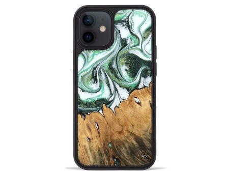 iPhone 12 mini Wood Phone Case - Bobby (Green, 745376) For Discount