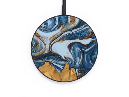 Circle Wood Wireless Charger - Lanny (Teal & Gold, 745309) Fashion