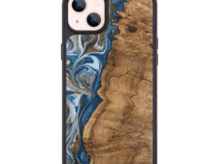 iPhone 14 Plus Wood Phone Case - Latifah (Teal & Gold, 745438) Online now