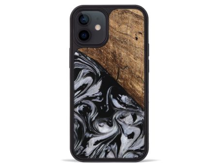 iPhone 12 mini Wood Phone Case - Aubree (Black & White, 745187) Online Sale