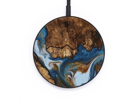 Circle Wood Wireless Charger - Wiele (Teal & Gold, 745304) Online now