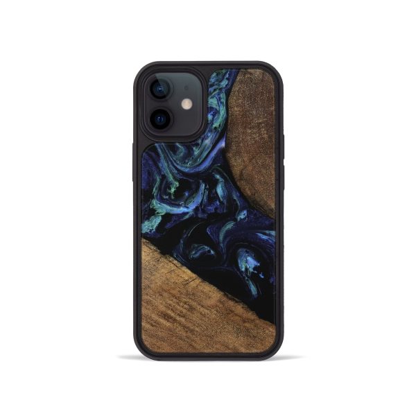 iPhone 12 mini Wood Phone Case - Cezary (Blue, 745179) Hot on Sale